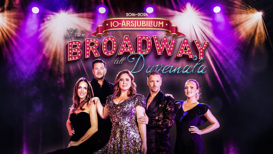Ensemblen i musikalkonserten Från Broadway till Duvemåla på scen